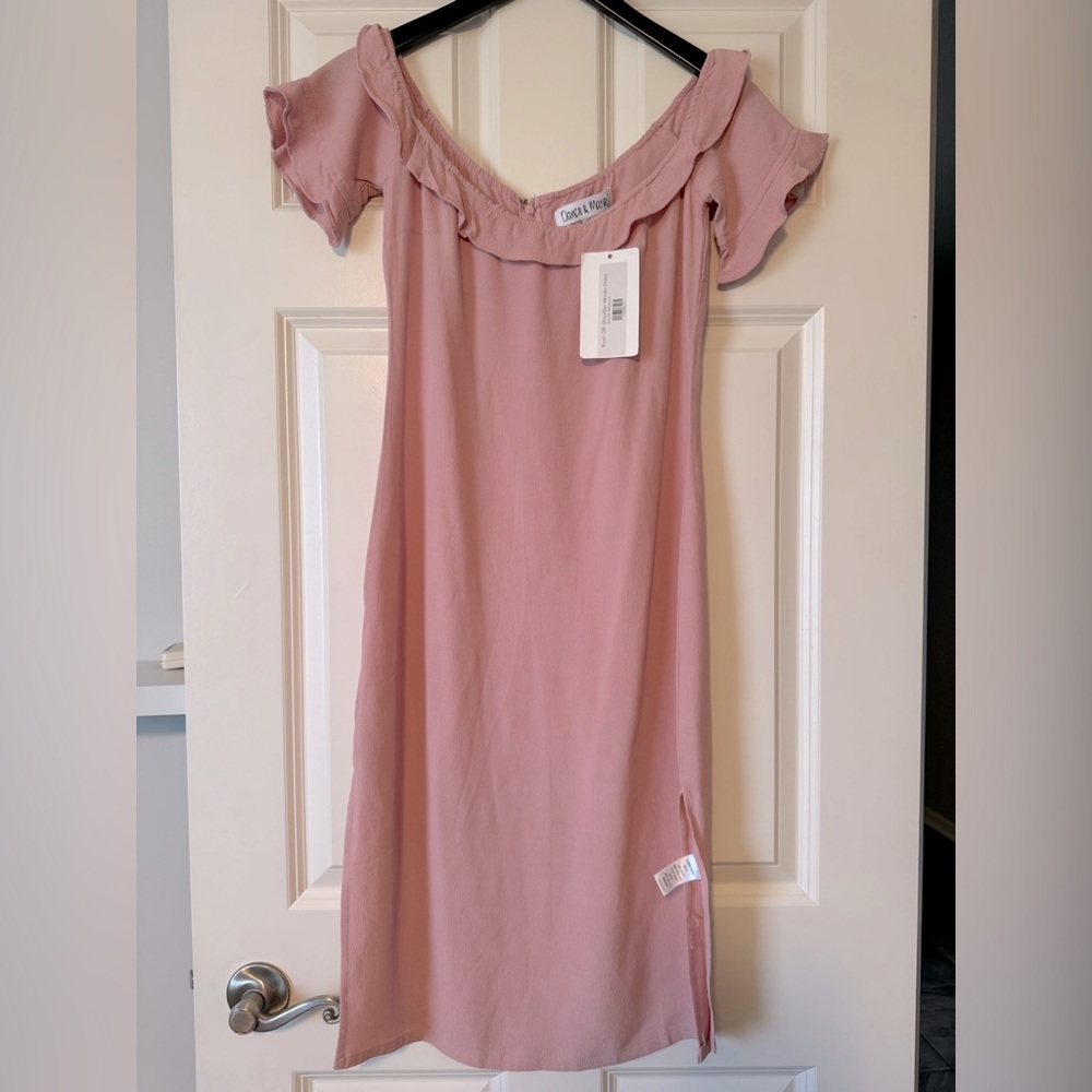 Dance & Marvel Blush Off-Shoulder Woven Midi Dress 
Size Medium • NWT